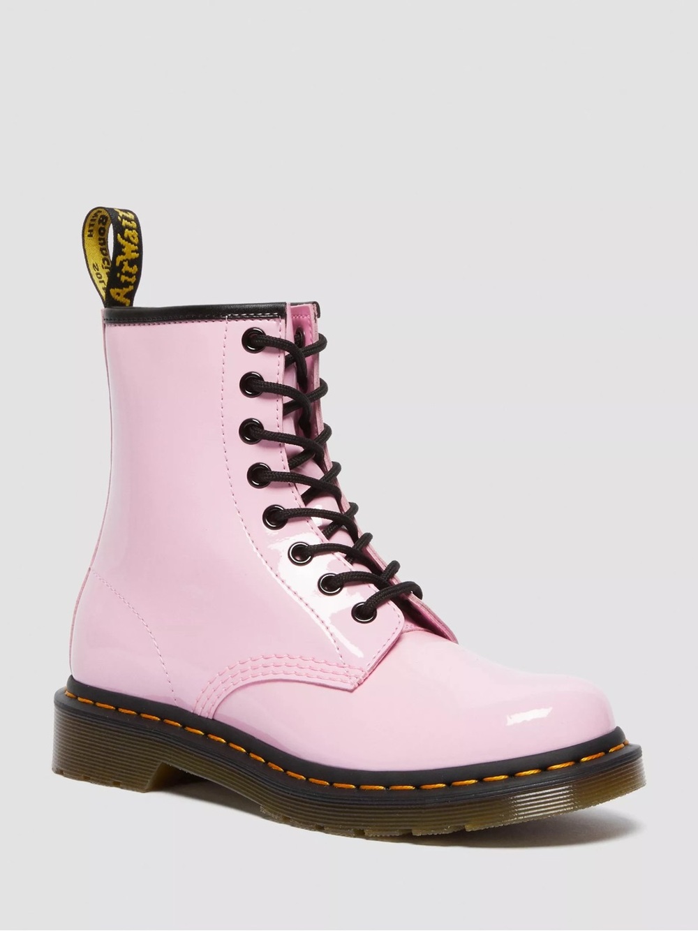 Doc Martens 1460 PATENT LEATHER LACE UP BOOTS in pale pink size 9